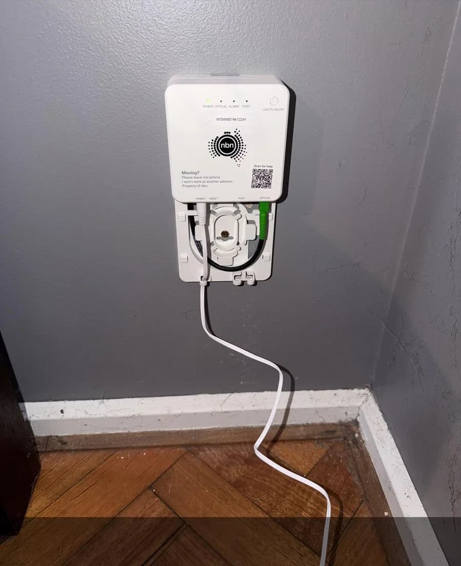 NBN connection equipment installed on an interior wall
